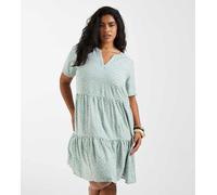 ONLY Curve - Vestito corto a balze verde a fiori-Rosa 44