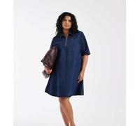 ONLY Curve - Vestito corto a pieghe in denim blu scuro risciacquato 46