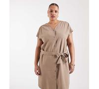 ONLY Curve - Vestito corto allacciato in vita grigio tortora-Marrone 46