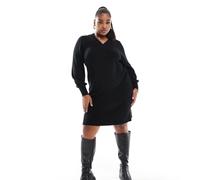 ONLY Curve - Vestito corto in maglia nero con scollo a V L