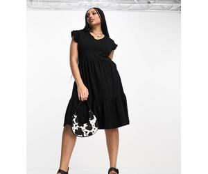 Only Curve - Vestito corto nero a balze L