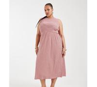 ONLY Curve - Vestito grembiule al polpaccio rosso a quadretti 54