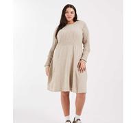 ONLY Curve - Vestito maglia lavorato a trecce color pietra-Neutro S