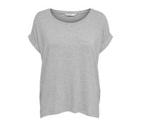 Only - T-shirt grigio chiaro mélange morbida con scollo rotondo L