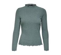 ONLY - Top accollato color verde-azzurro a coste con bordi smerlati 34