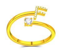 Only faith Anelli con lettera iniziale regolabile per le donne, con brillanti di zirconi, acciaio inossidabile, anelli con lettera aperta per gioielli di moda da donna