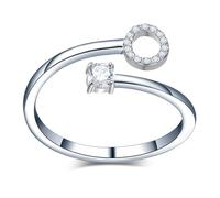 Only faith Anelli con lettera iniziale regolabile per le donne, con brillanti di zirconi, acciaio inossidabile, anelli con lettera aperta per gioielli di moda da donna