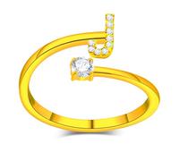 Only faith Anelli con lettera iniziale regolabile per le donne, con brillanti di zirconi, acciaio inossidabile, anelli con lettera aperta per gioielli di moda da donna