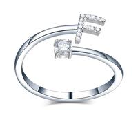 Only faith Anelli con lettera iniziale regolabile per le donne, con brillanti di zirconi, acciaio inossidabile, anelli con lettera aperta per gioielli di moda da donna