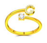 Only faith Anelli con lettera iniziale regolabile per le donne, con brillanti di zirconi, acciaio inossidabile, anelli con lettera aperta per gioielli di moda da donna