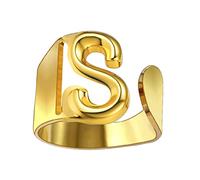 Only faith Anelli di lettere iniziali regolabili in acciaio inossidabile, lettere aperte anelli per le donne gioielli di moda