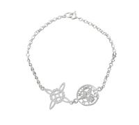 Only faith - Braccialetto in Argento 925 con Nodo di Strega e Tetragrammaton, Amuleto Tripla Protezione Medaglia di San Benedetto o Pietre Naturali, 18 cm Regolabile, 18.0 Centimeters, Argento