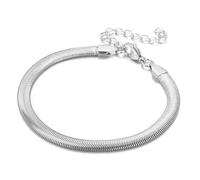 Only faith Bracciali piatti da donna serpente ovale oro catena in acciaio inox regolabile placcato oro 18 k spina di pesce catena a maglie, 23 centímetros, Acciaio inossidabile