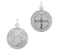 Only faith Ciondolo a forma di medaglia di San Benedetto in argento Sterling 925, ciondolo con croce di potere, 1,5 cm e 2 cm, Pequeño, Argento, Nessuna pietra preziosa