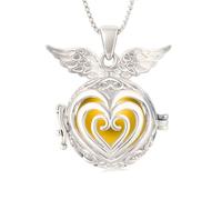 Only faith Collana chiama angeli con ali e cuore, in argento Sterling 925, catena 50 cm, motivo per donne in gravidanza, Pequeño, Argento, Nessuna pietra preziosa
