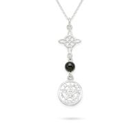 Only faith Collana con nodo di strega con Tetragrammaton in argento Sterling 925 italiano, catena lunga 45 cm, amuleto tripla protezione San Benedetto, Pequeño, Argento, Non è una pietra preziosa