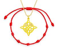 Only faith Collana nodo di strega, ciondolo da donna in acciaio inox, 45 cm, disponibile in argento e oro, Pequeño, Acciaio inossidabile, Nessuna pietra preziosa