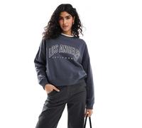 Only - Felpa girocollo antracite con stampa Los Angeles-Grigio 34