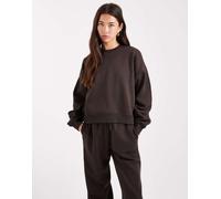 ONLY - Felpa girocollo color marrone cioccolato con spalle scese in coordinato 34