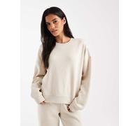 ONLY - Felpa girocollo color pietra con spalle scese in coordinato-Neutro 40