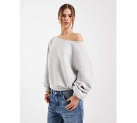 ONLY - Felpa grigia con scollo asimmetrico-Grigio 34