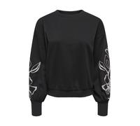 ONLY Onlbrooke L/S O-Neck Flower Swt Noos, Nero, XS Donna