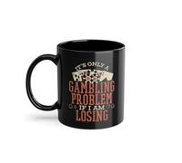 Only Gambling Problem If I'm Losing Poker Foglie High Roller Tazza da caffè | Texas Holdem Player Poker Tazza Nero (12810W)