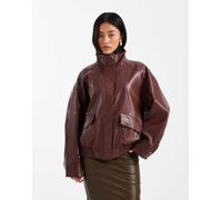 ONLY - Giacca bomber in pelle sintetica bordeaux-Rosso 34
