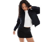 ONLY - Giacca corta blu navy in bouclé con zip 42