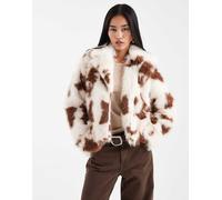 ONLY - Giacca corta in pelliccia sintetica con stampa pezzata marrone 36