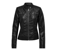 Only - Giacca nera da motociclista in pelle sintetica-Nero 42