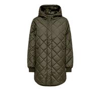 ONLY - Cappotto lungo trapuntato con cappuccio kaki-Verde 34