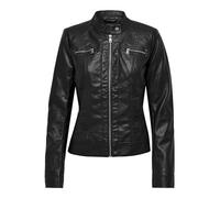 Only - Giacca nera da motociclista in pelle sintetica-Nero 36