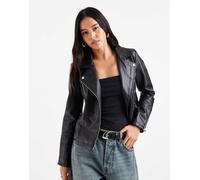 Only - Giacca nera in pelle sintetica-Nero 38