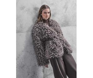 ONLY - Giacca pelosa grigia con cintura-Grigio 38