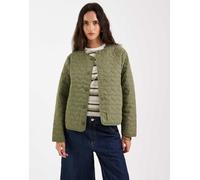 ONLY - Giacca trapuntata verde kaki con motivo a cuori 42