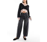 ONLY - Gianna - Jeans a cilindro nero slavato a vita media W28 L32