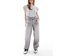 ONLY - Gianna - Jeans ampi a vita medio alta grigio slavato allacciati in vita W32 L30
