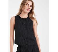 ONLY - Gilet accollato nero gessato in coordinato 36