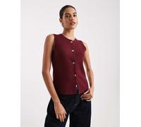 ONLY - Gilet bordeaux in maglia compatta con spacco-Rosso 38