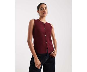 ONLY - Gilet bordeaux in maglia compatta con spacco-Rosso 42