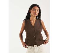 ONLY - Gilet effetto lino marrone 36