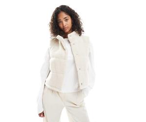 ONLY - Gilet imbottito in pile borg color pietra-Neutro 38