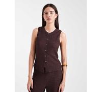 Only - Gilet in seersucker marrone in coordinato 38