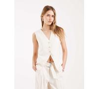 Only - Gilet sartoriale color crema in coordinato-Bianco 36
