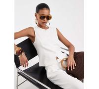 ONLY - Gilet sartoriale in misto lino bianco in coordinato 34