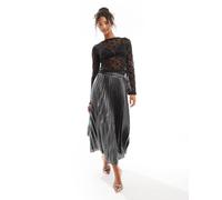 ONLY - Gonna lunga a pieghe grigia metallizzata-Grigio 40