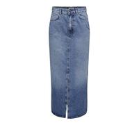 ONLY Gonna Lunga in Denim Stone Wash con Spacco, Gonna a Vita Media con Tasche Frontali., Colore:Blu, Taglia:S