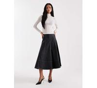 ONLY - Gonna lunga nera in pelle sintetica a pieghe-Nero 40