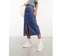 Only - Gonna midi in denim blu medio con spacco sul davanti 34